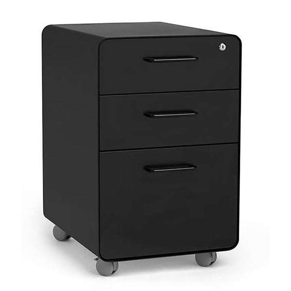 Poppin Matte Black 3Drawer Stow Locking Filing The Container